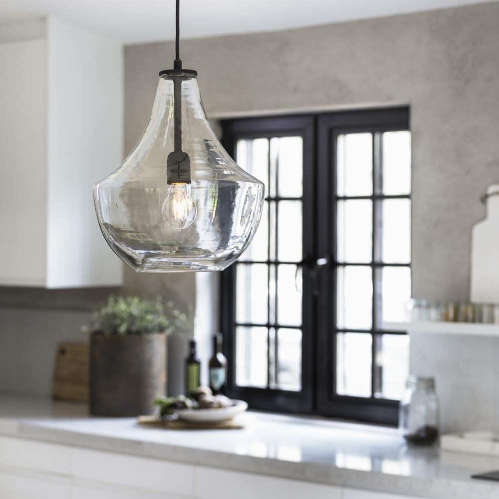 Szklana lampa wisząca w stylu vintage grube szkło