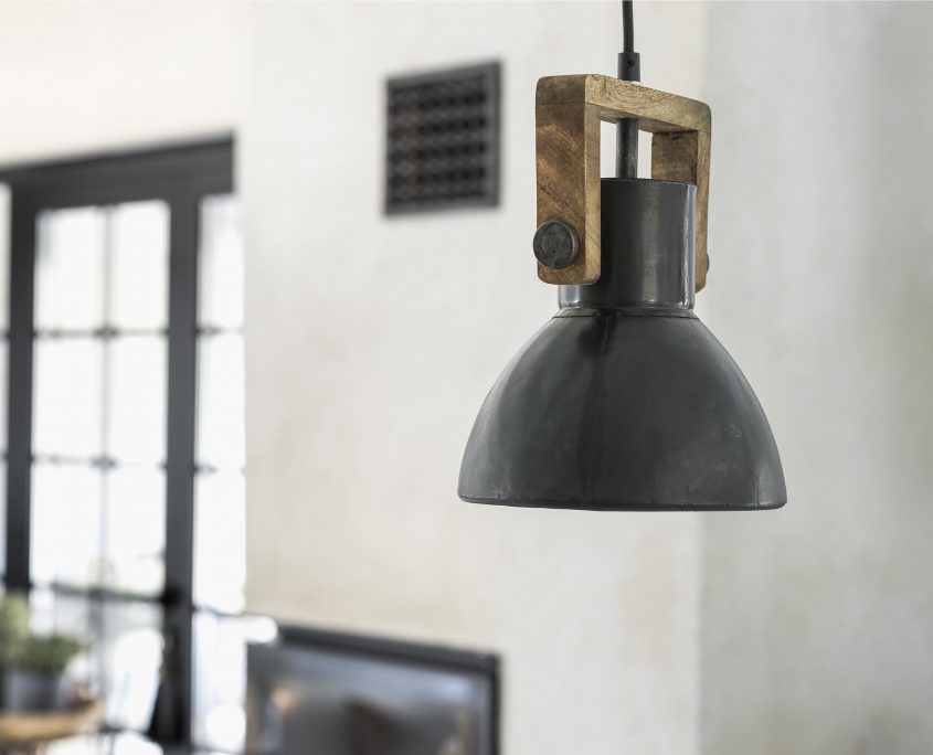 Lampa loft vintage Ashby metal drewno