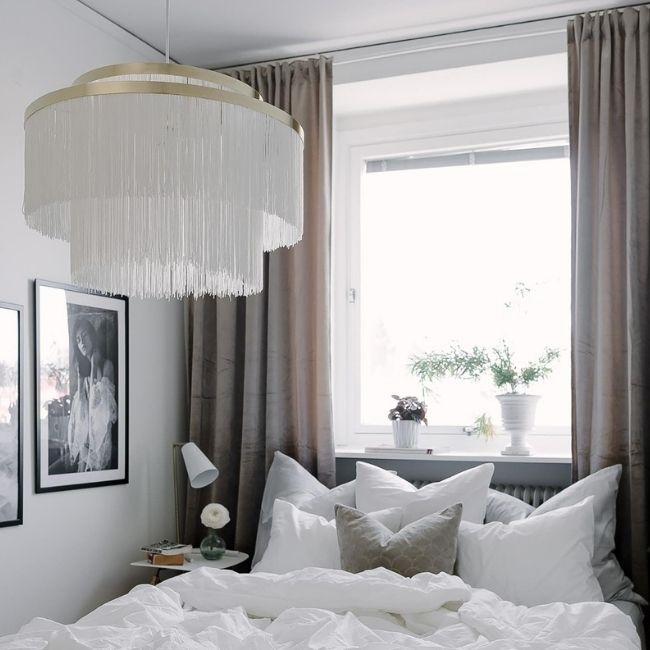 Żyrandol do sypialni w stylu skandynawskim - sznurkowa lampa Frans