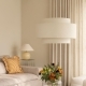 Elegancka lampa abażurowa biała boucle - styl modern classic