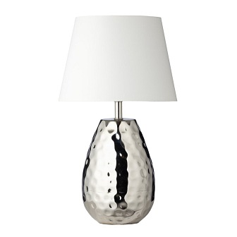 LAMPA STOŁOWA MATHILDE SREBRNA 20CM Z ABAŻUREM