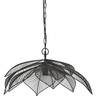 Ażurowa metalowa lampa wisząca Elm liście 70cm