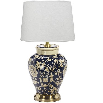 Ceramiczna Lampa Stołowa Feng 58cm Niebieski Kwiat