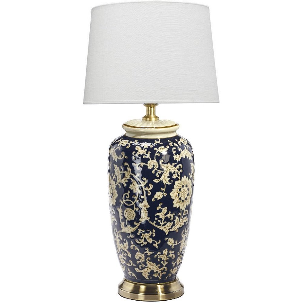 Ceramiczna Lampa Stołowa Lee 68cm Czarno Granatowa