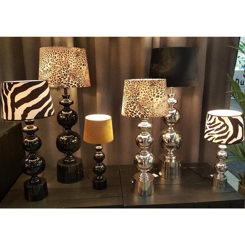 Duża Lampa Stołowa Grace Czarny Połysk Z Abażurem